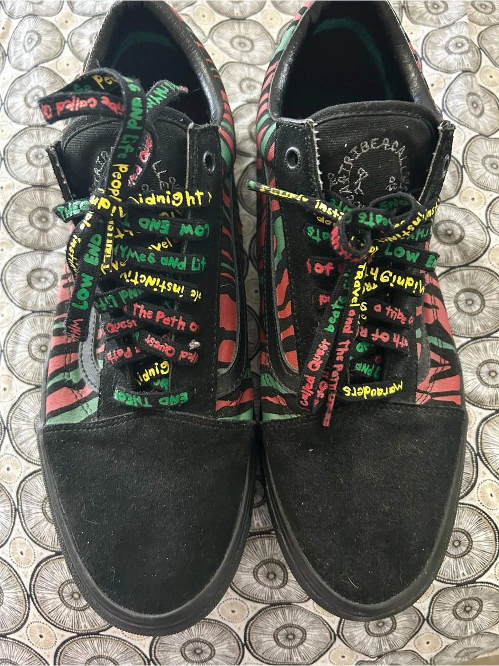 Vans Black Red and Green Graphic Lace-Up Sneakers